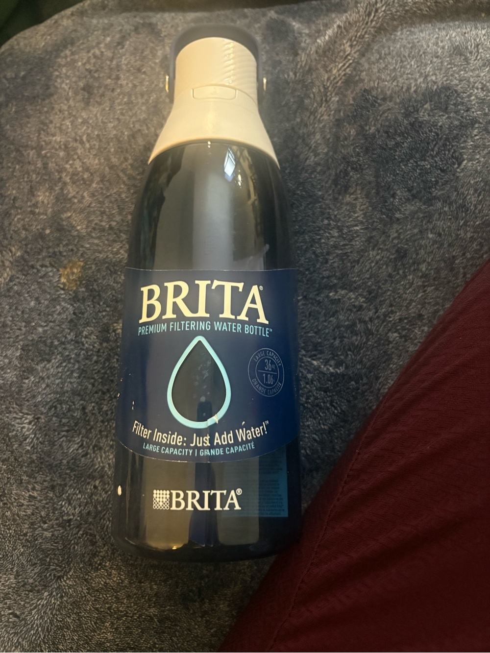 Brita Navy Blue and White Filtered Water Bottle